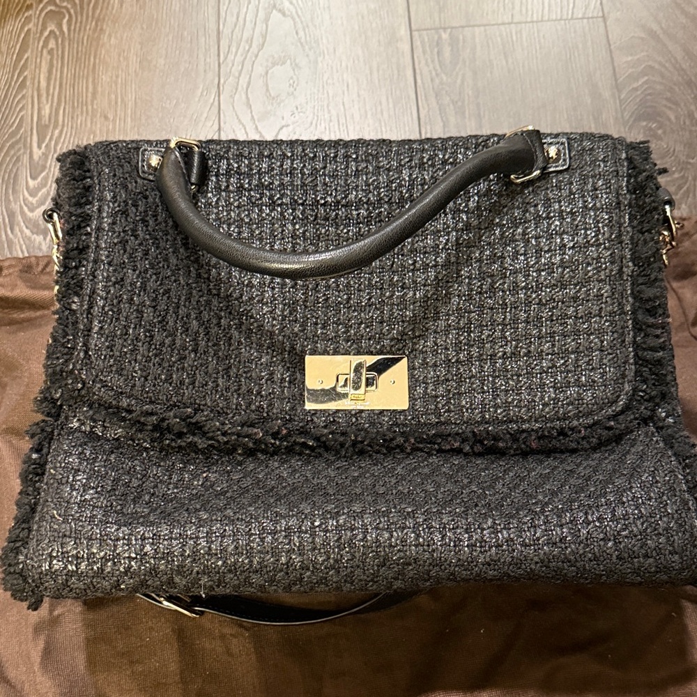 Kate Spade Black Tweed Satchel